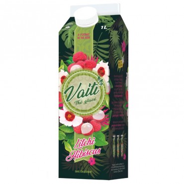 Vaiti Thé glacé saveur Litchi et Hibiscus bouteille 1L